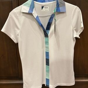 Izod Golf Polo with Blue and Gray Collar